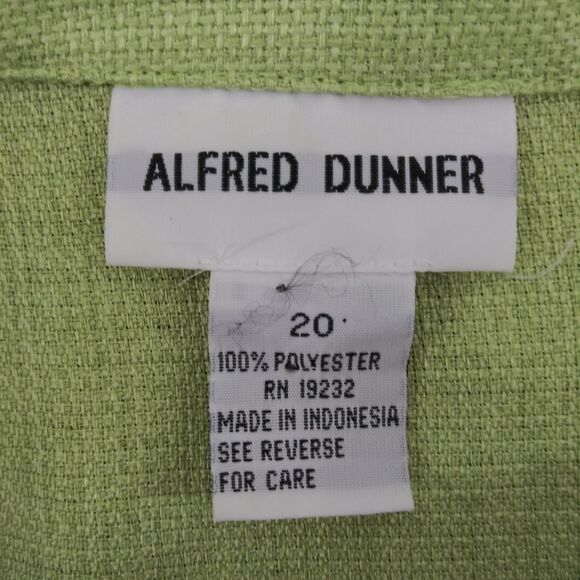 Alfred Dunner Blouse Women Size 20 Green Embroidered Floral Collar Button Up Top - Picture 6 of 7